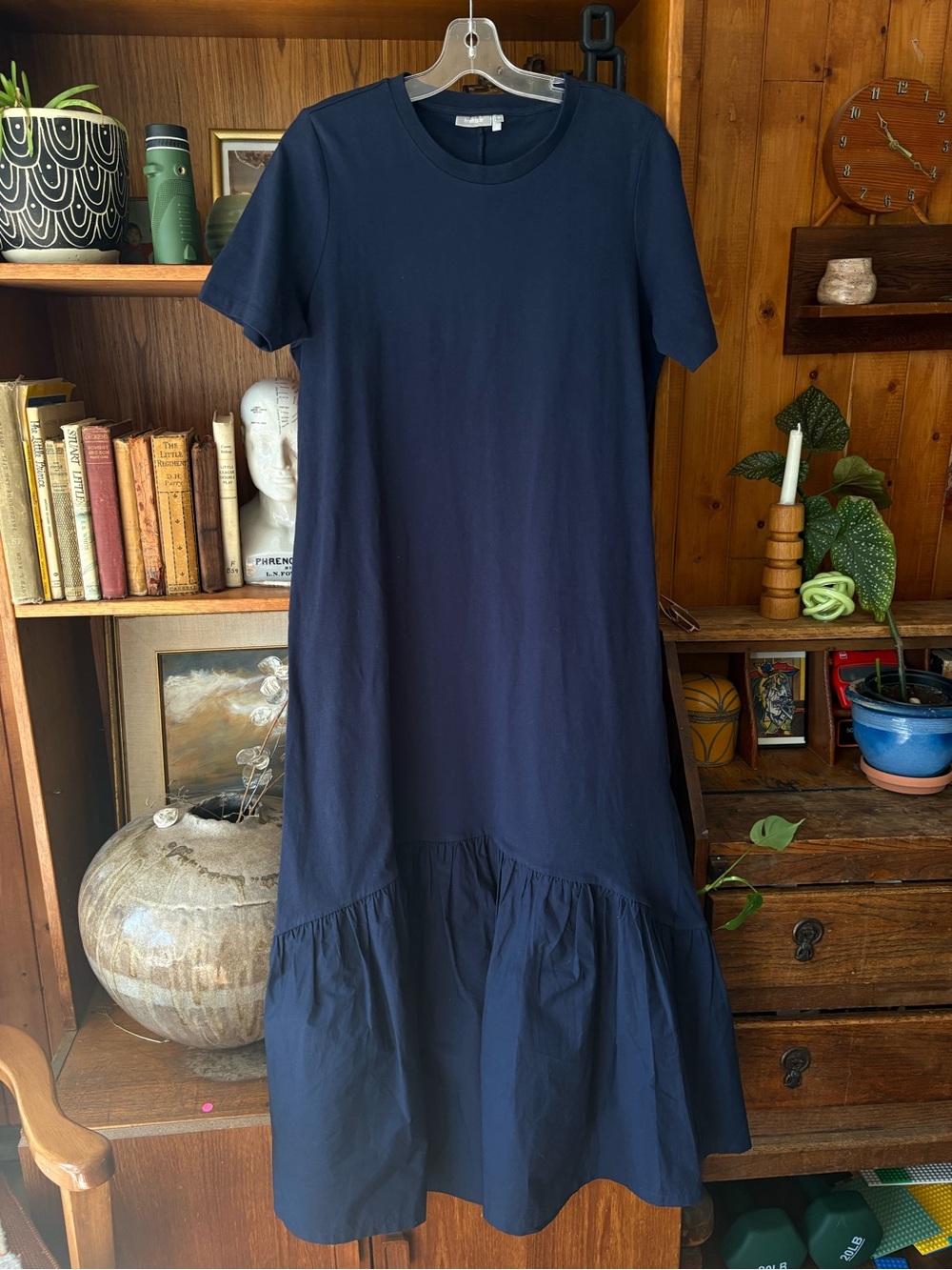 Fransa Navy Maxi Ruffle Dress M